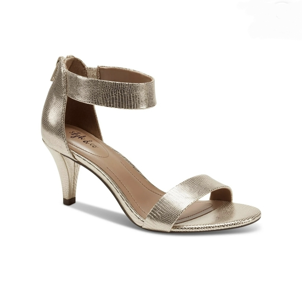 Style & Co. Paycee Gold Snake Textured Heels 9W